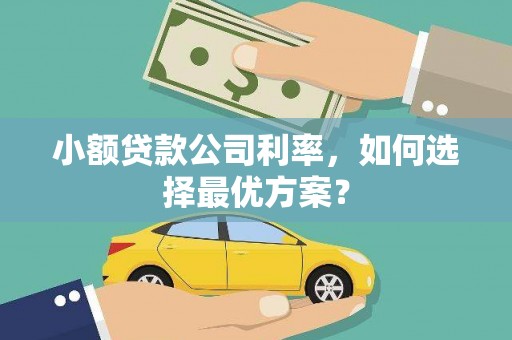 造桥小额贷款公司利率，如何选择最优方案？
